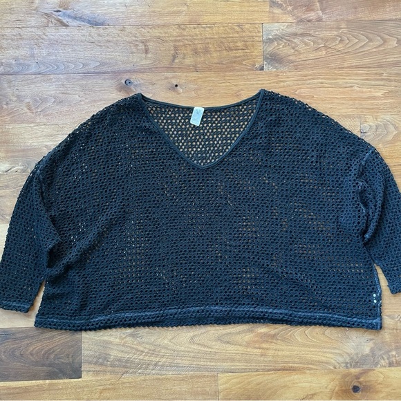 We The Free Black Open Weave Crochet Sweater Top - Picture 7 of 13